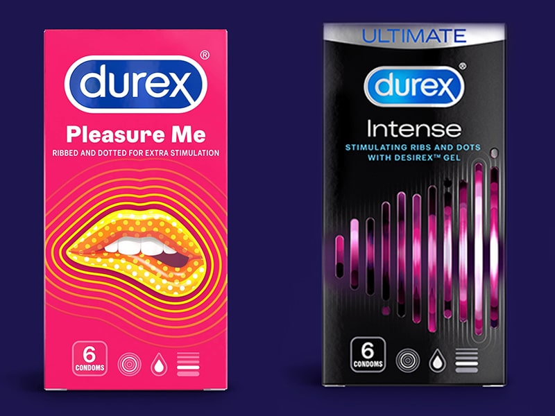 Sản phẩm Durex Pleasure Me Ribbed & Dotted và Durex Intense Ribbed & Dotted.